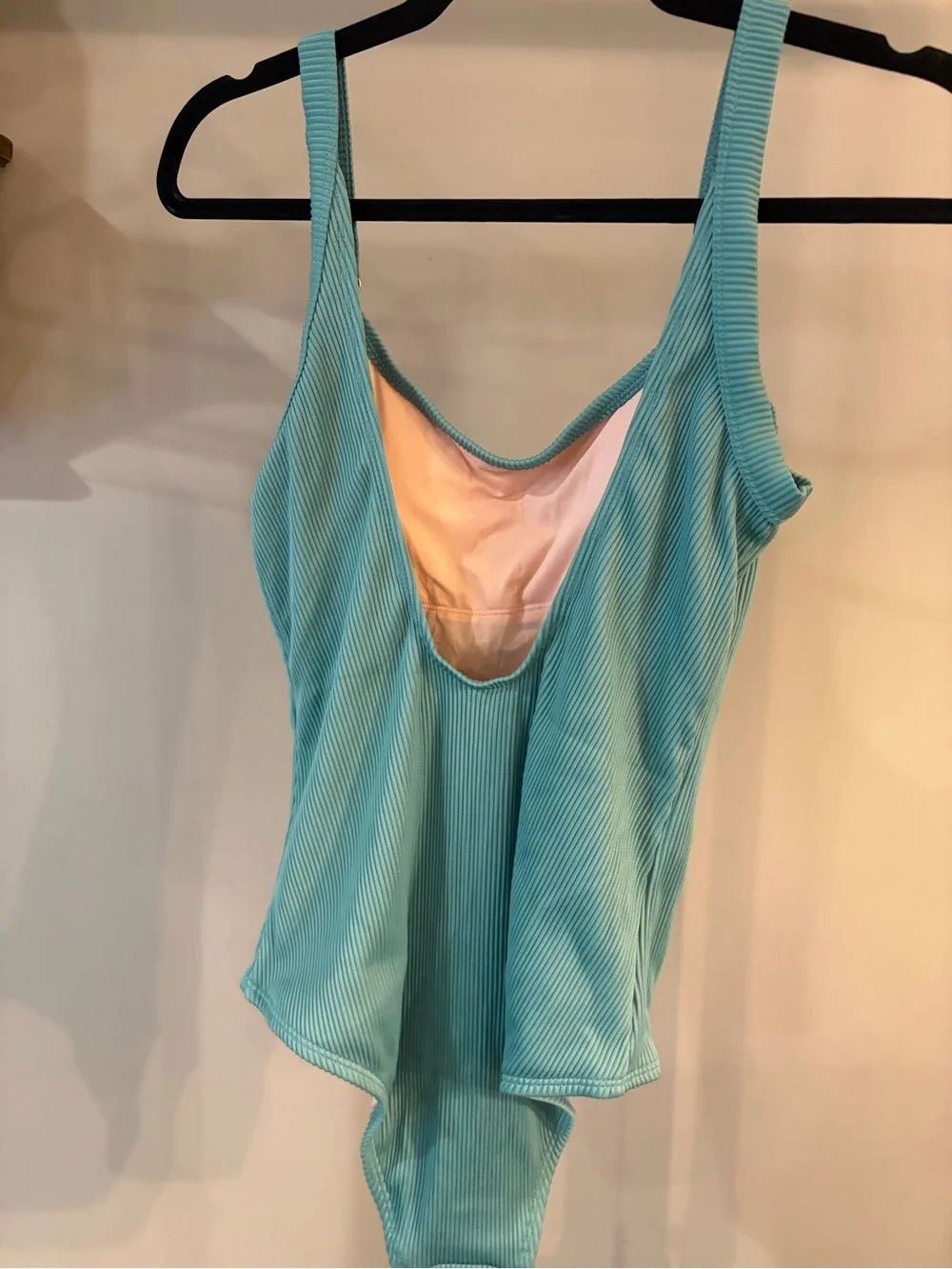 Mae ribbed  Classic Scoop One-Piece Swimsuit in Aqua with hygienic liner - small